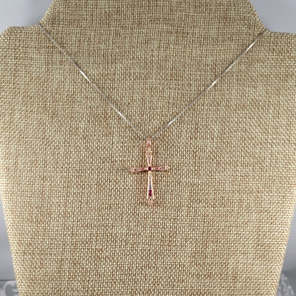 Rose Gold Cross Pendant - Picture 2 of 8